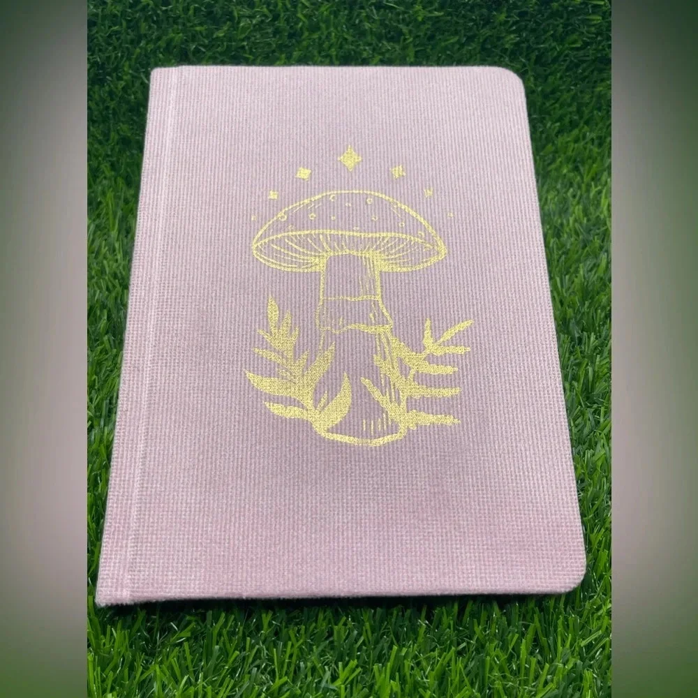 Soft Cloth Journal with Gold Mushroom Detail, Dusty Pink, NWT